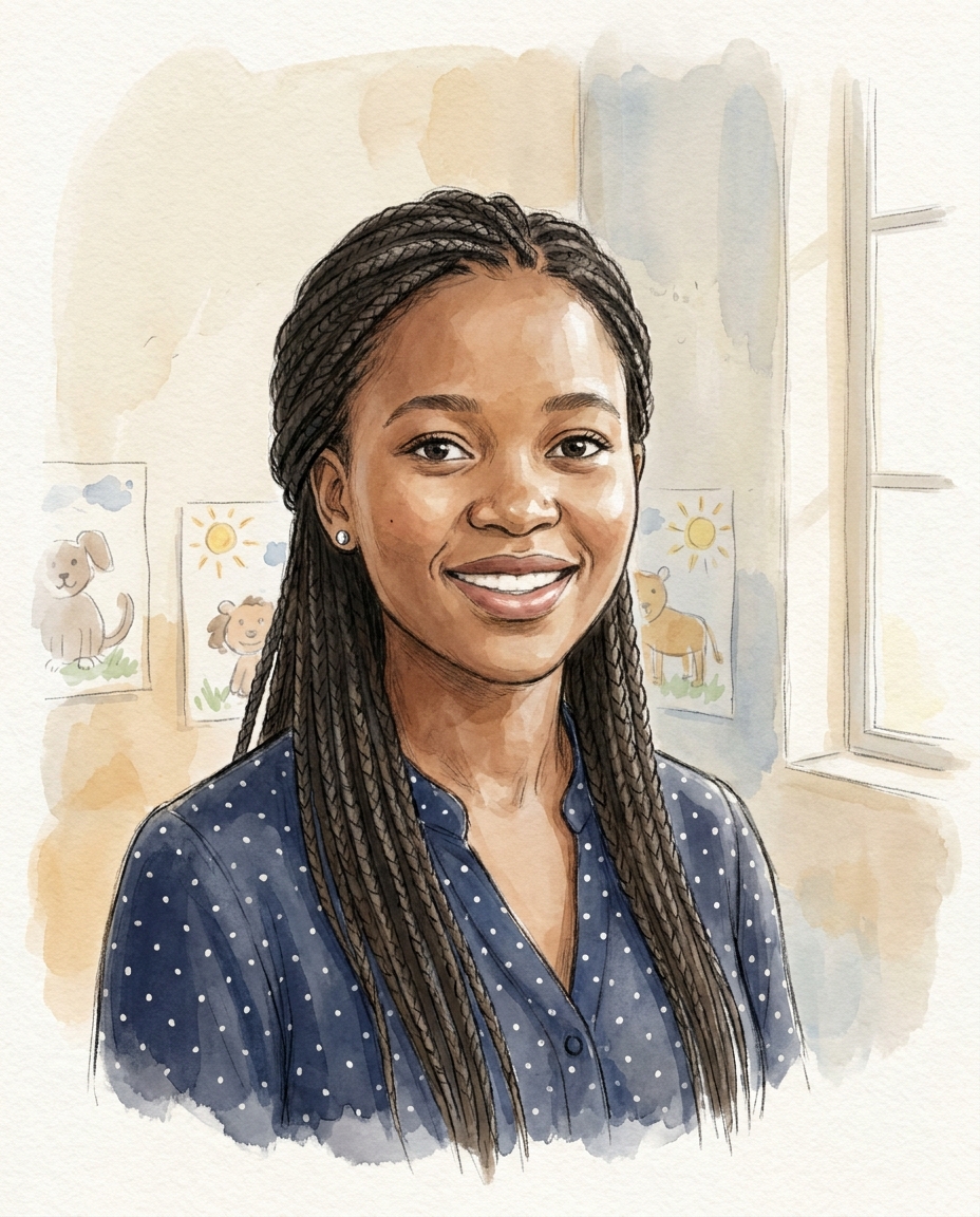 Ms Zinhle Dlamini, a young woman with braided hair in a navy blouse.