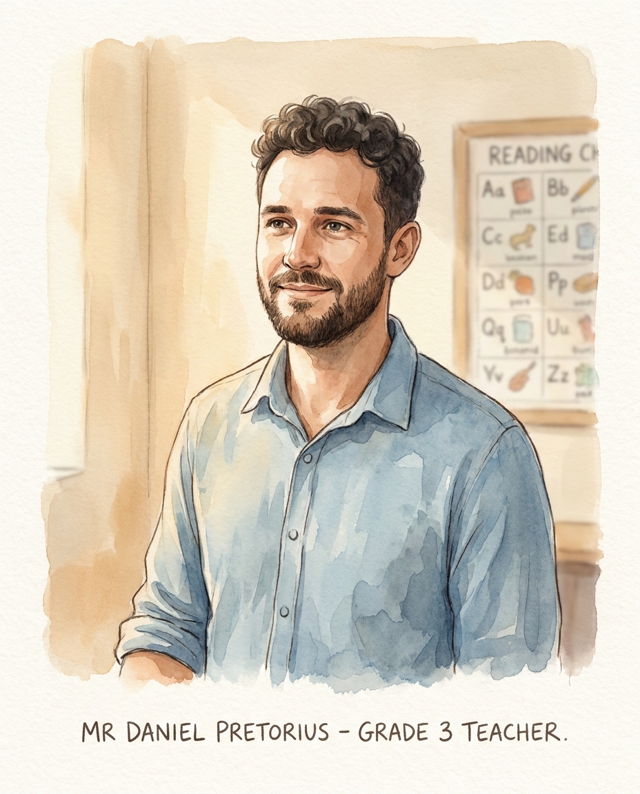 Mr Daniel Pretorius, a man in his thirties of mixed heritage with short curly hair.