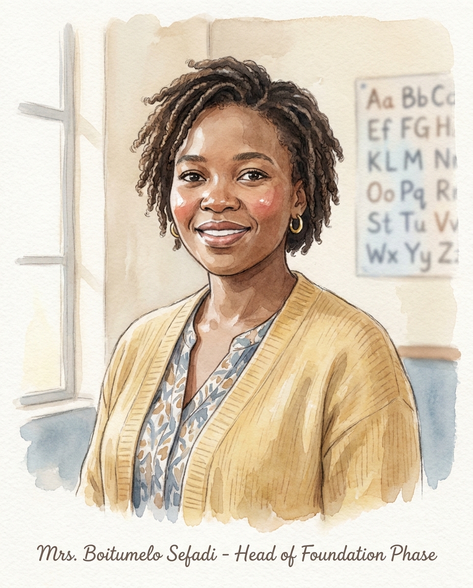 Mrs Boitumelo Sefadi, a woman in her thirties with short locs and a warm smile.