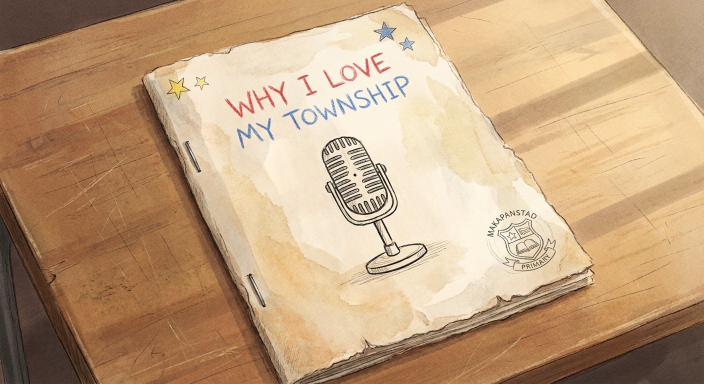 The cover page of an English speech booklet decorated with a hand-drawn microphone.